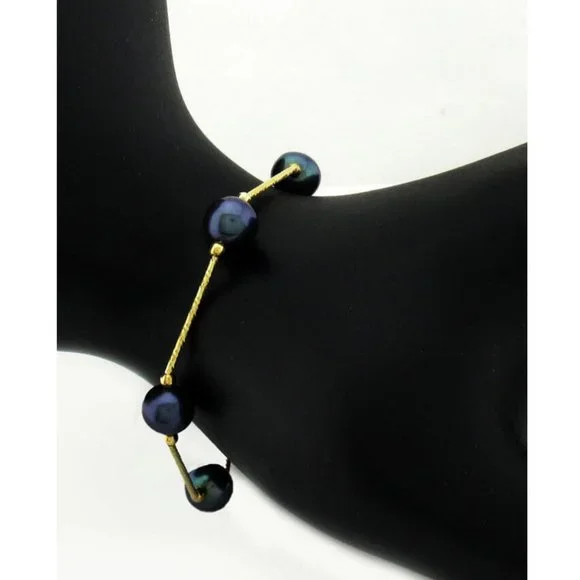 GENUINE TAHITIAN PEARLS BRACELET 14K GOLD ** New With Tag ** - Picture 2 of 3